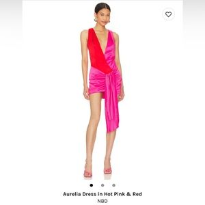 Aurelia Dress in Hot Pink & Red